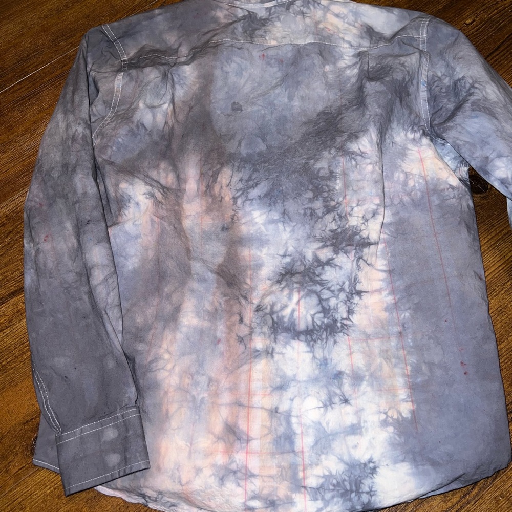 George Acid Wash Gray Retro Classic Button Up Long Sleeve Collar Shirt Size M - Picture 5 of 9
